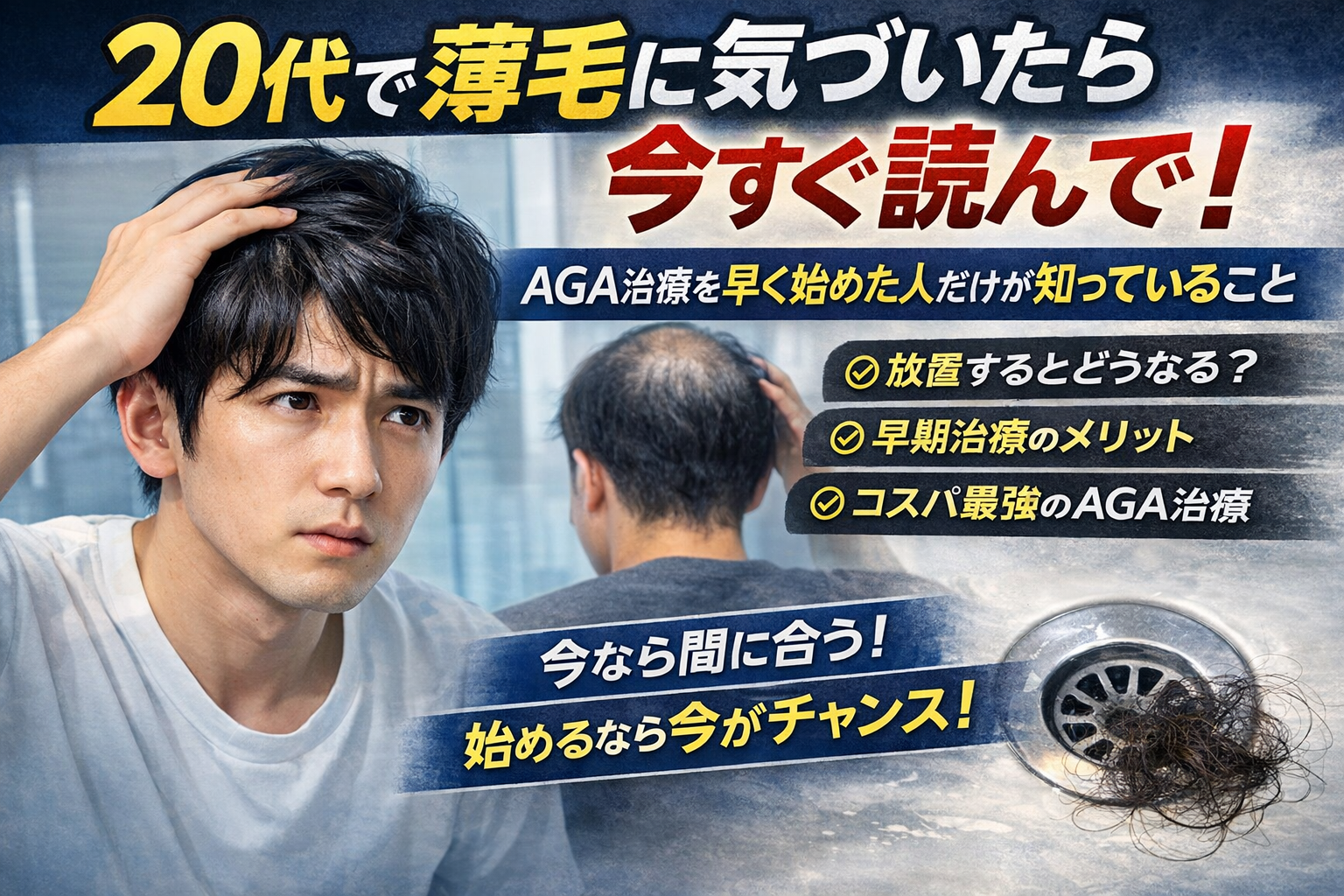 20代で薄毛に気づいたら今すぐ読んで～AGA治療を早く始めた人だけが知っていること～