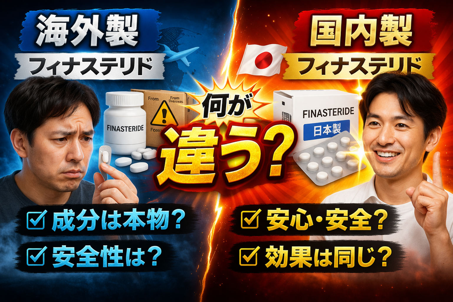 海外製フィナステリドと国内製、何が違う？
